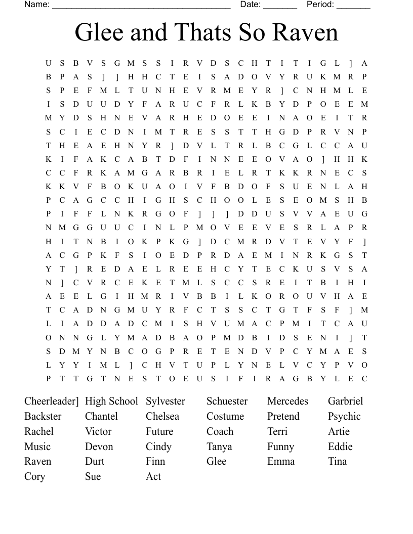 Glee Word Search WordMint