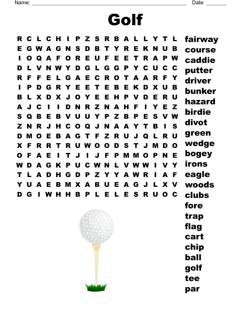 Golf Word Search WordMint