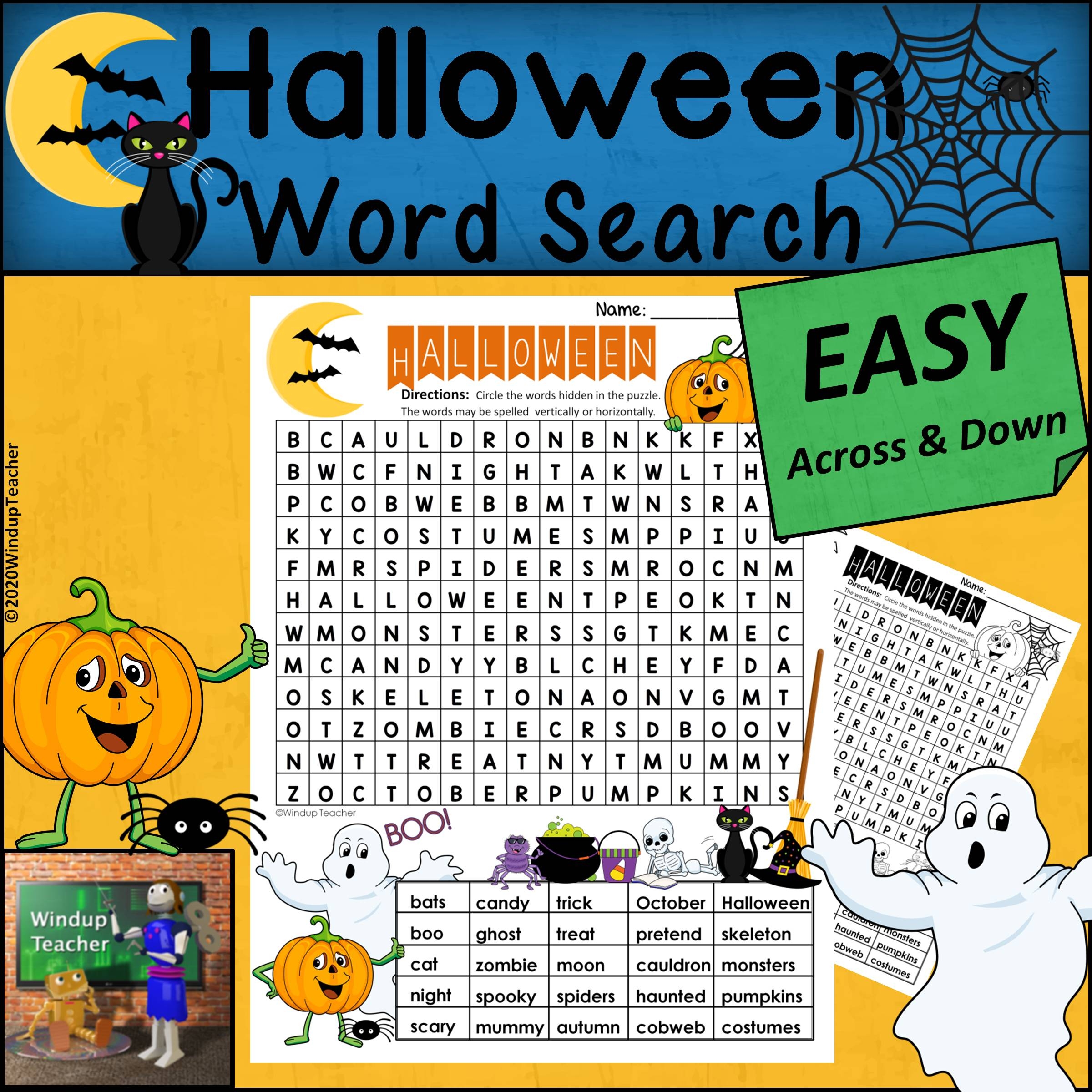 Halloween Word Search EASY Puzzle Ready To Go Made By Teachers