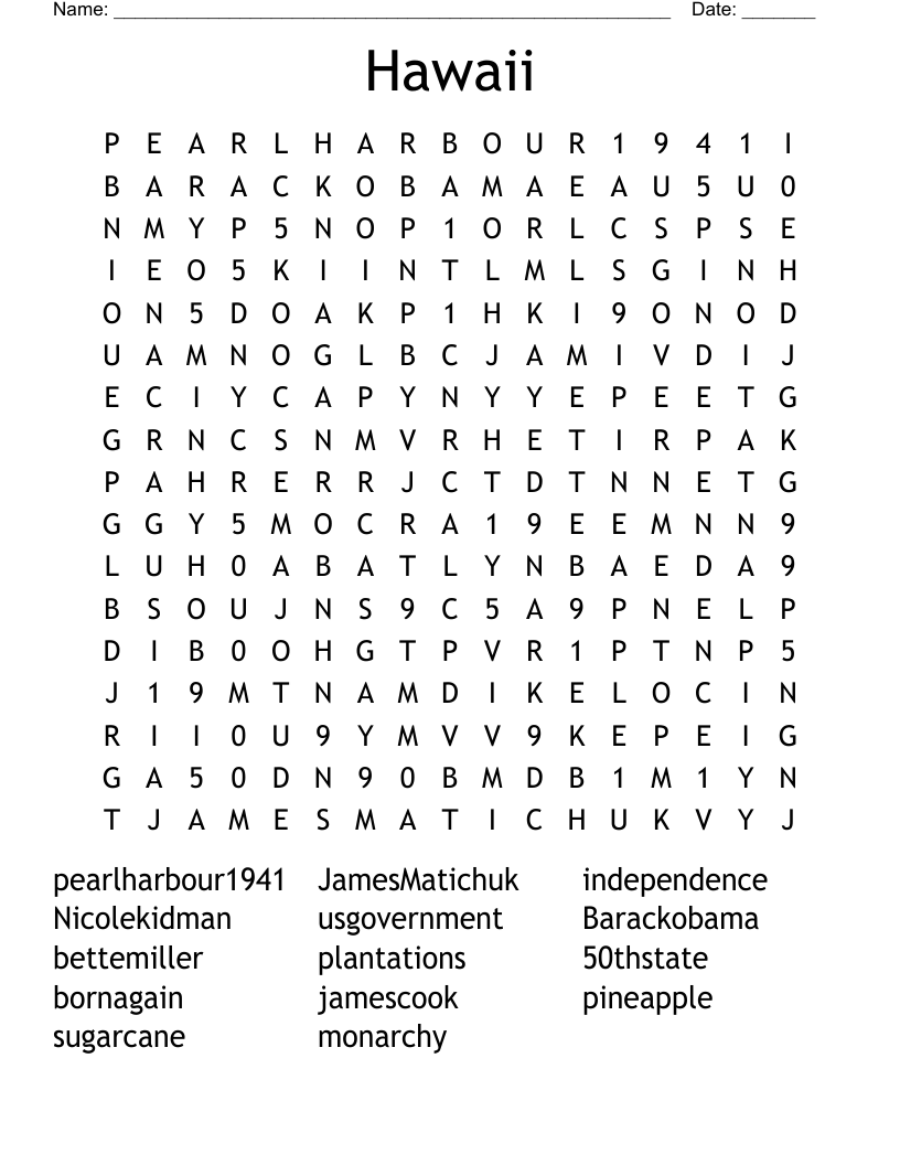 Barack Obama Word Search Printable
