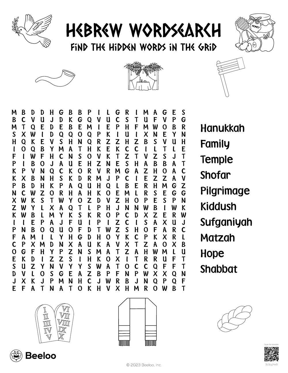 Hebrew Wordsearch Beeloo Printable Crafts And Activities For Kids