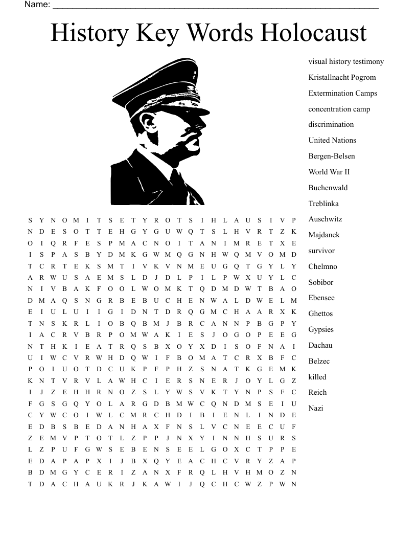 Holocaust Word Search Printable