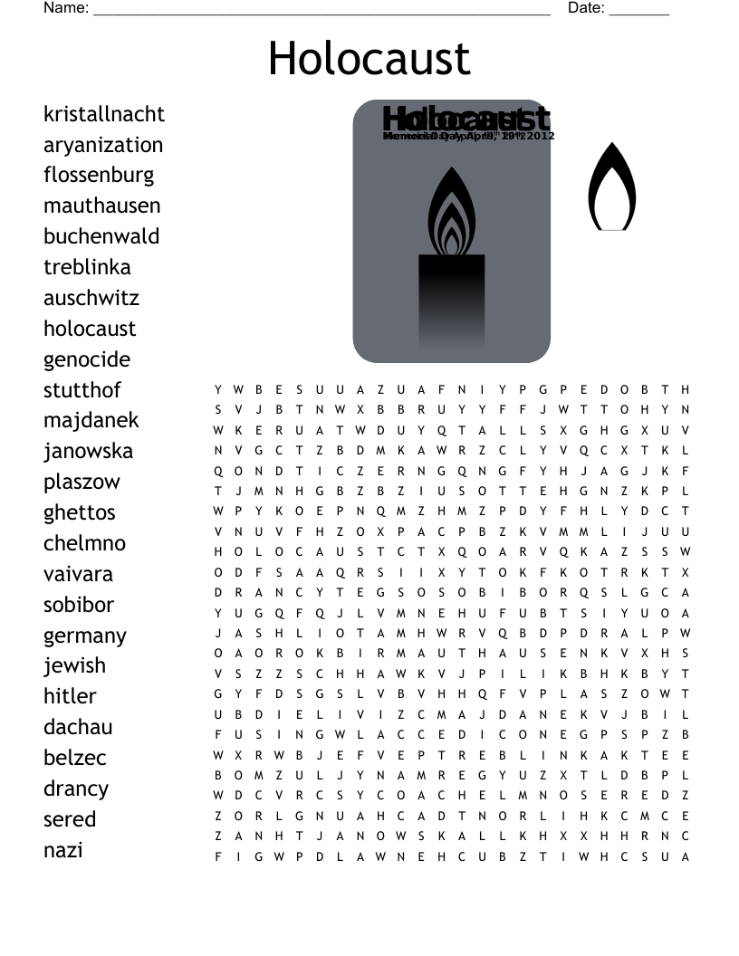 Holocaust Word Search WordMint