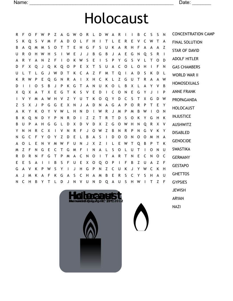 Holocaust Word Search WordMint