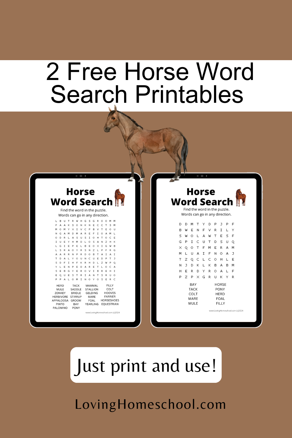 Horse Word Search Printables LovingHomeschool