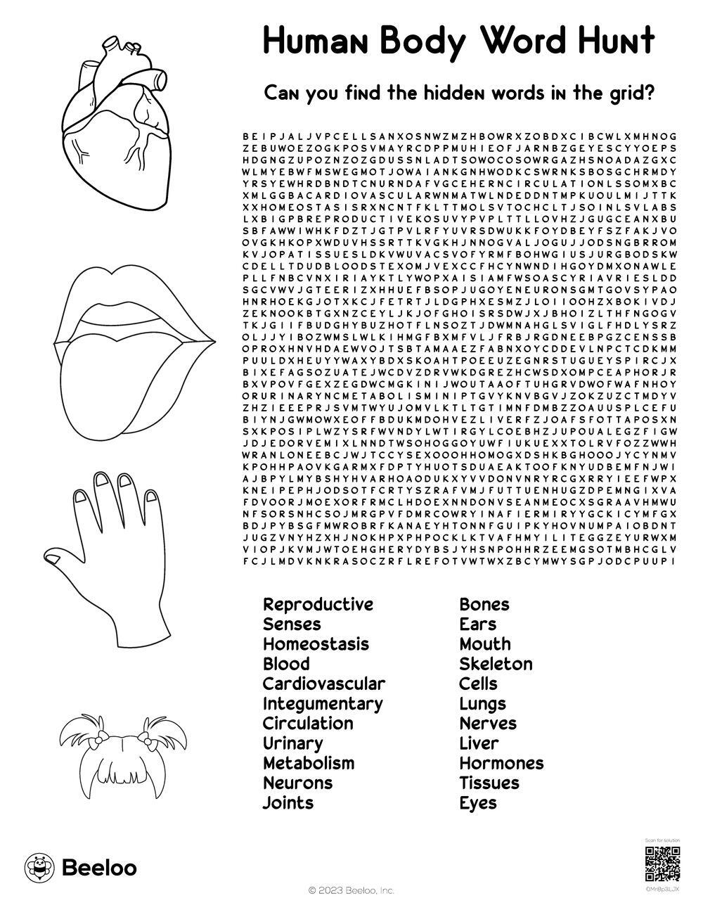 Human Body themed Word Searches Beeloo Printable Crafts And Activities For Kids Human Body themed Word Searches Beeloo Printable Crafts And Activities For Kids
