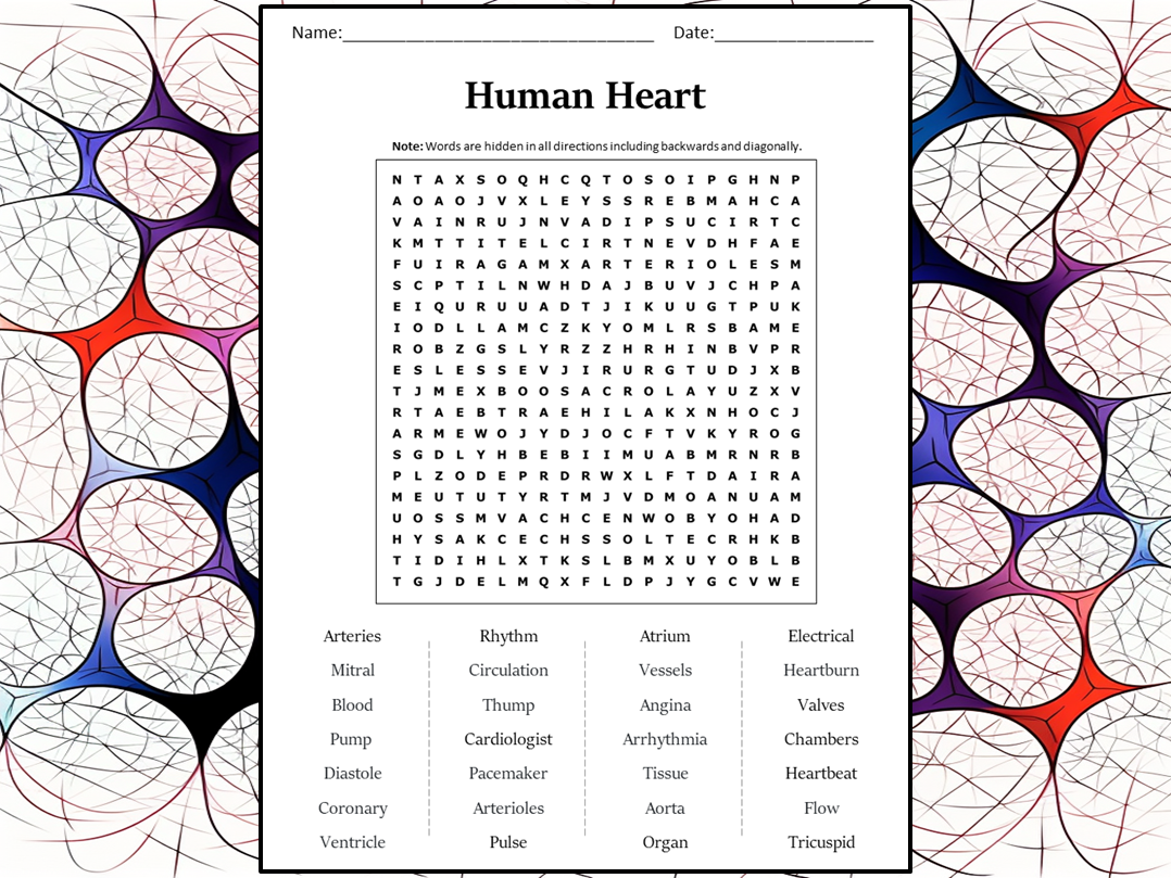 Heart Word Search Printable