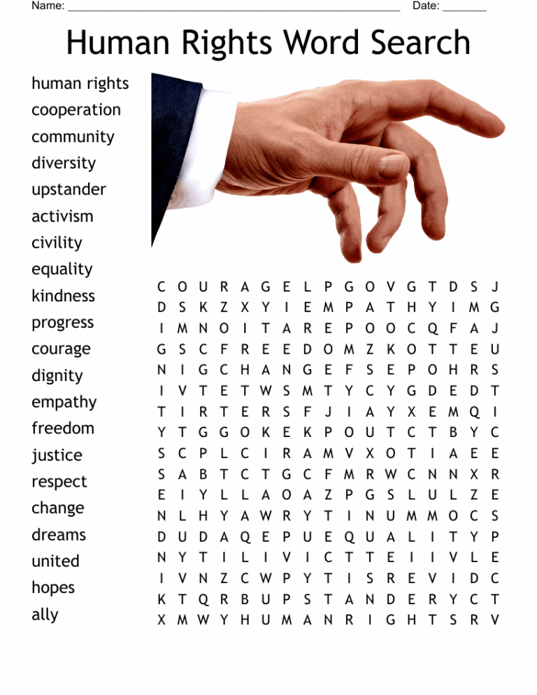 Human Rights Word Search WordMint