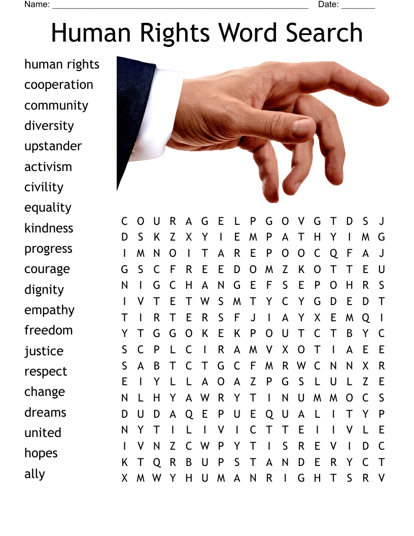 Human Rights Word Search WordMint