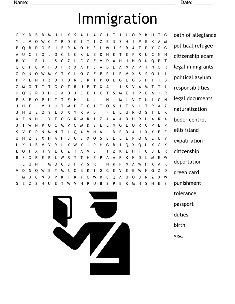 Immigration Word Search WordMint