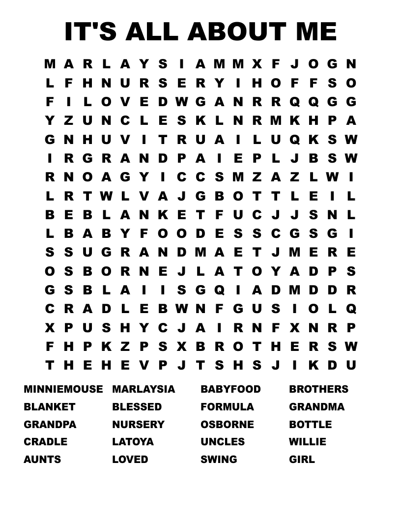 IT S ALL ABOUT ME Word Search WordMint