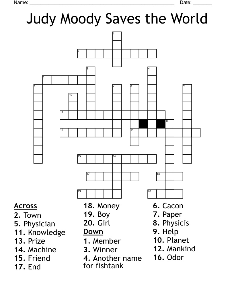 Judy Moody Saves The World Word Search WordMint