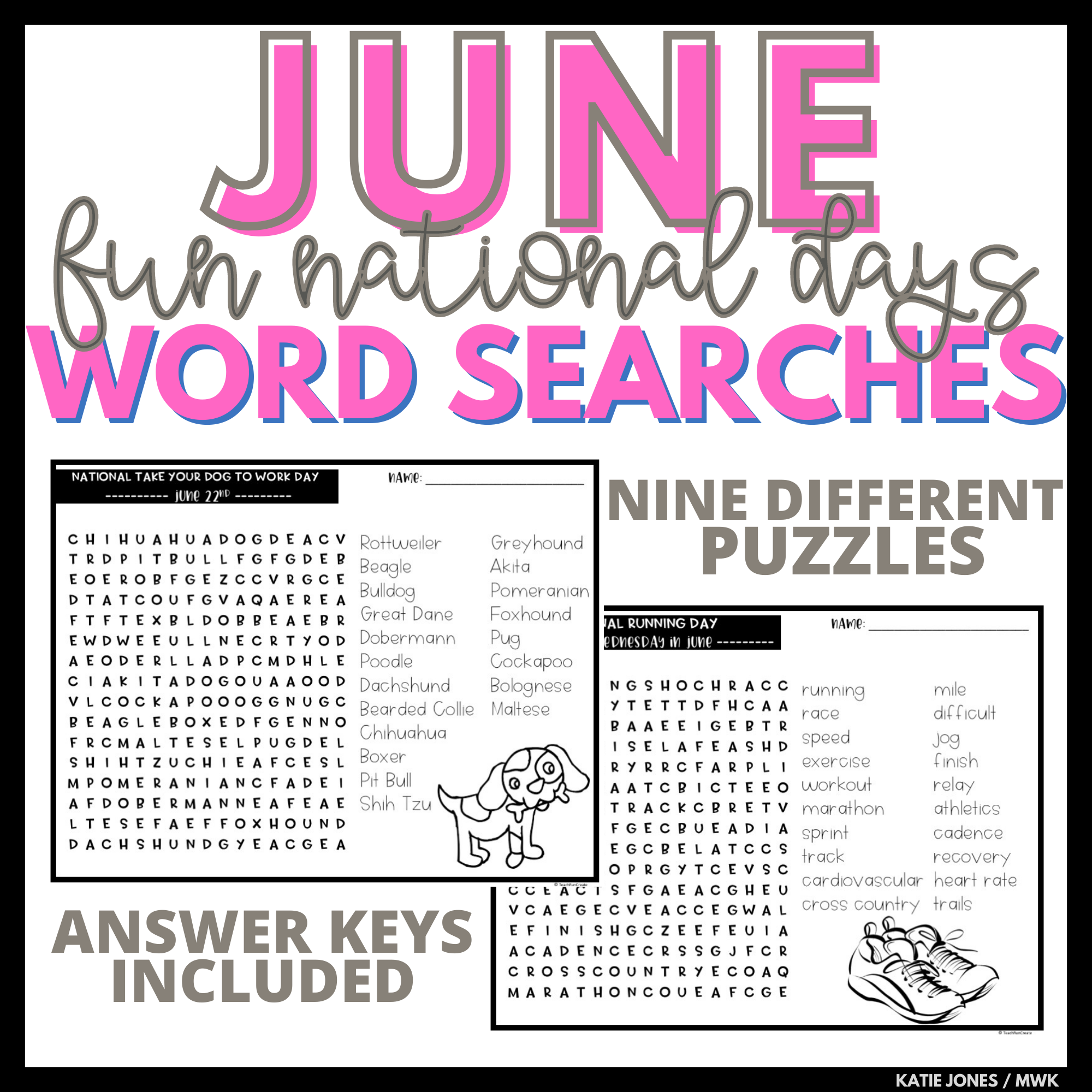 June Word Search Puzzle Printable