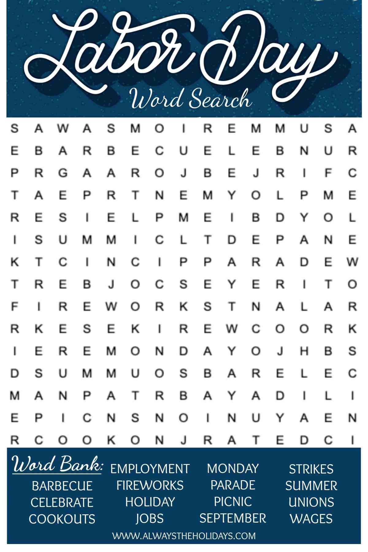 Labor Day Word Search Printable Free Word Find U0026 Answer Key Labor Day Word Search Printable Free Word Find U0026 Answer Key