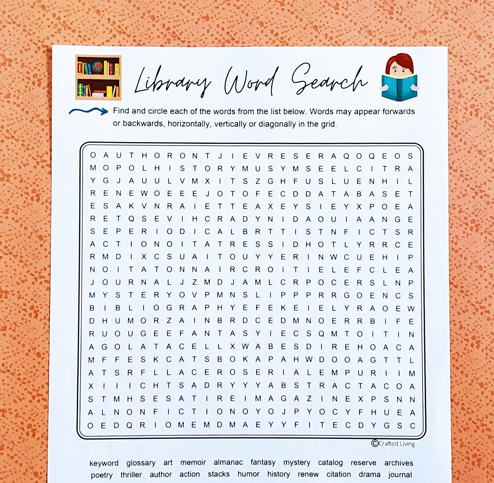 Library Printable Word Search Book Word Puzzle Party Game Library Printable Word Search Book Word Puzzle Party Game