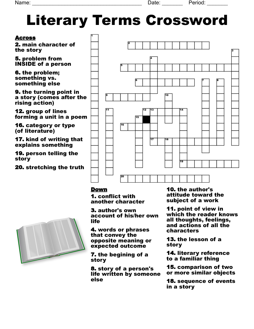 Word Search Literary Elements Printable