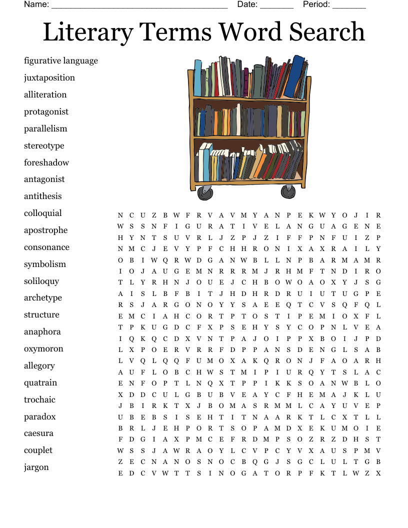 Literary Terms Word Search WordMint