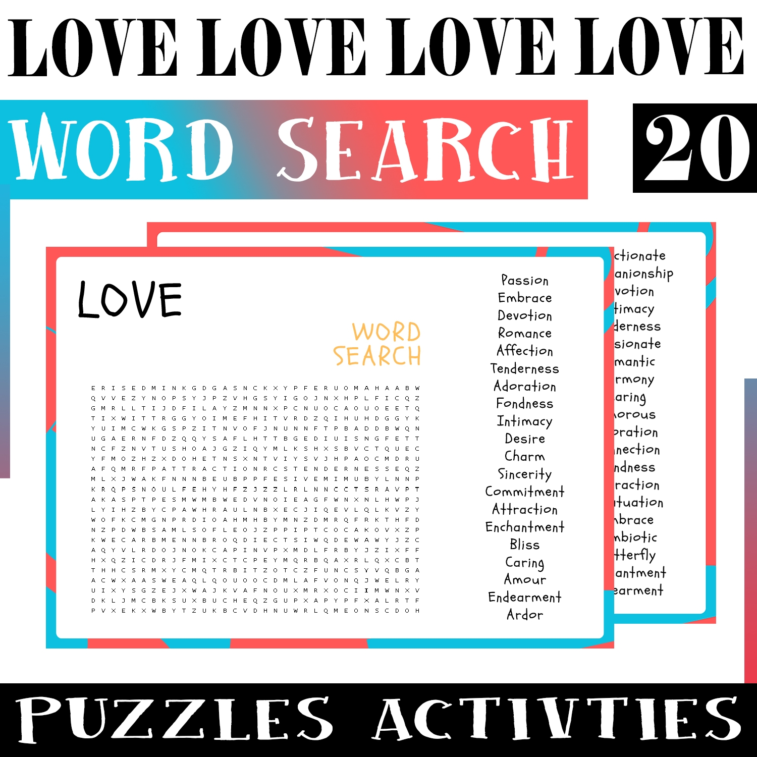 Love No Prep Word Search Puzzle Worksheet Activity For Morning Work Made By Teachers