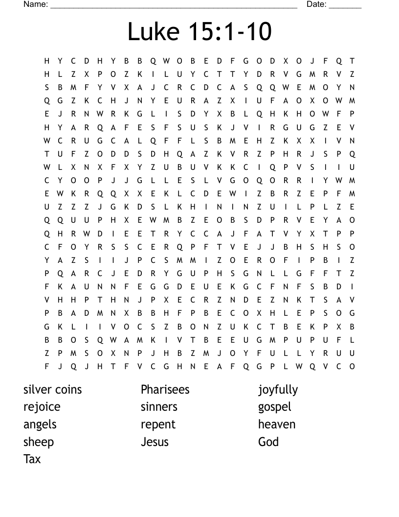 Luke 15 1 10 Word Search WordMint