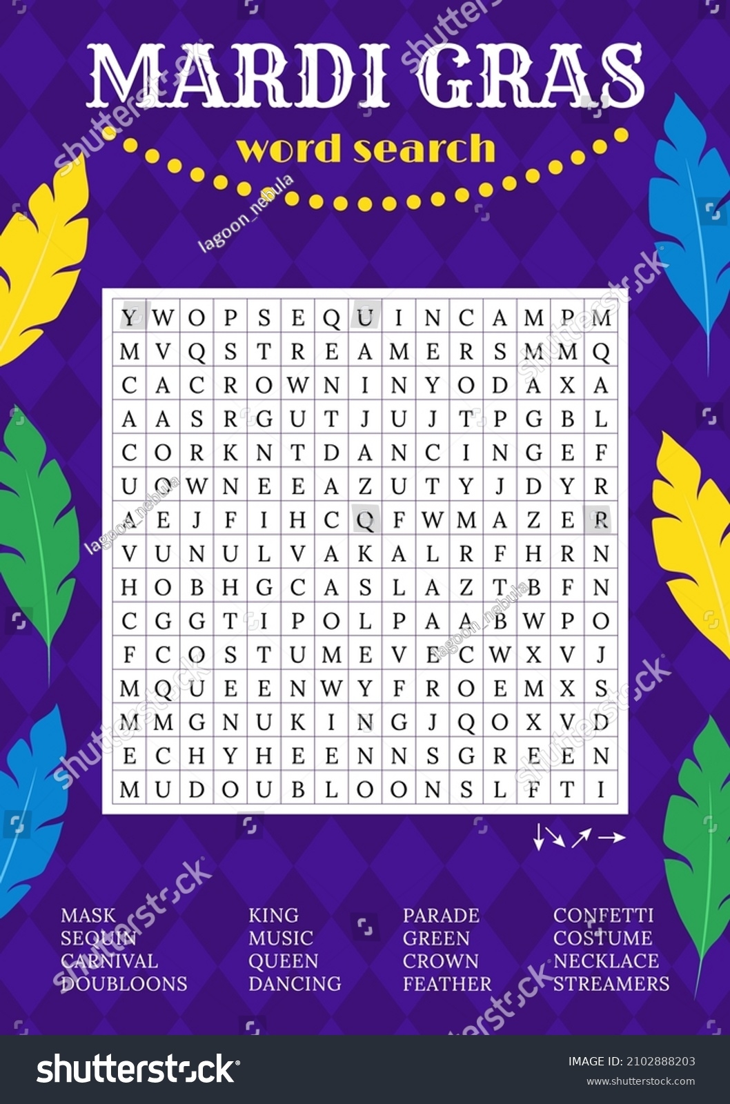 Mardi Gras Word Search Printables