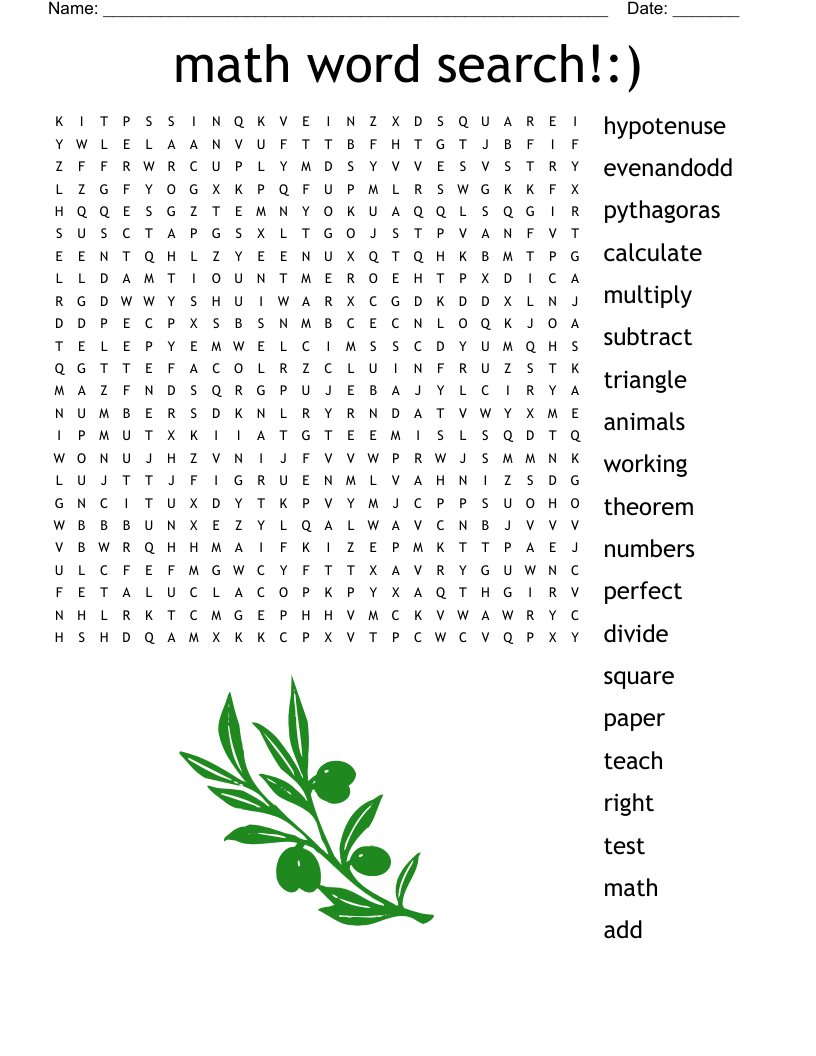Printable Math Word Search Games