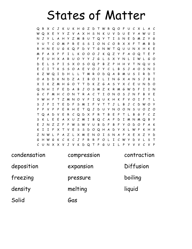 Matter And Materials Word Search WordMint