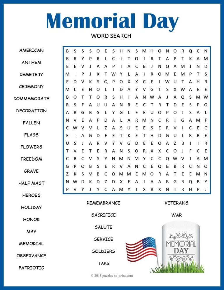 Memorial Day Word Search Game Patriotic Word Game Memorial Day Worksheets Library