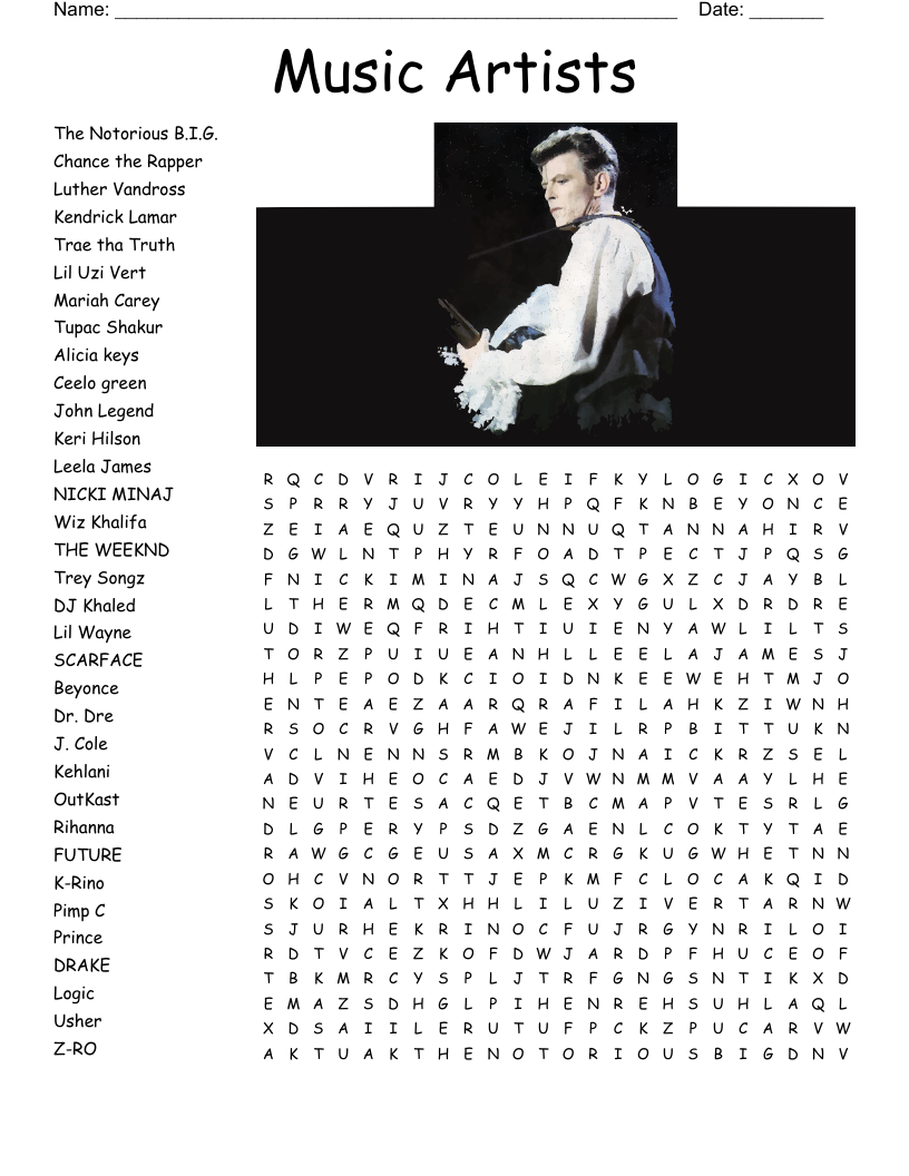 Pop Music Word Search Puzzles Printable