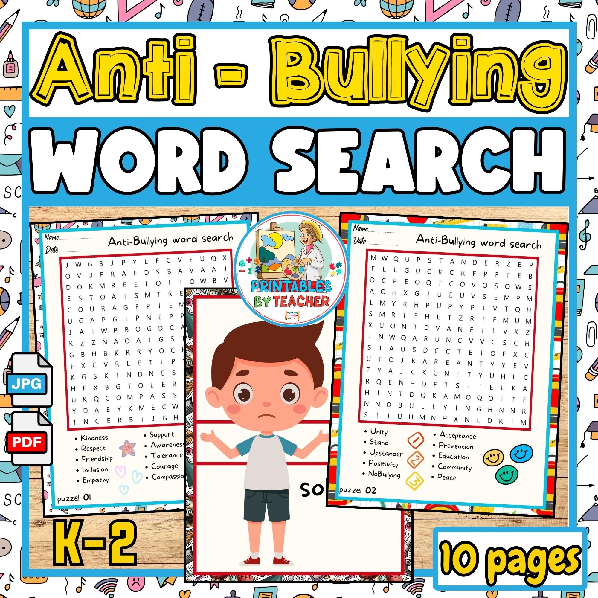 Bullying Word Search Free Printable