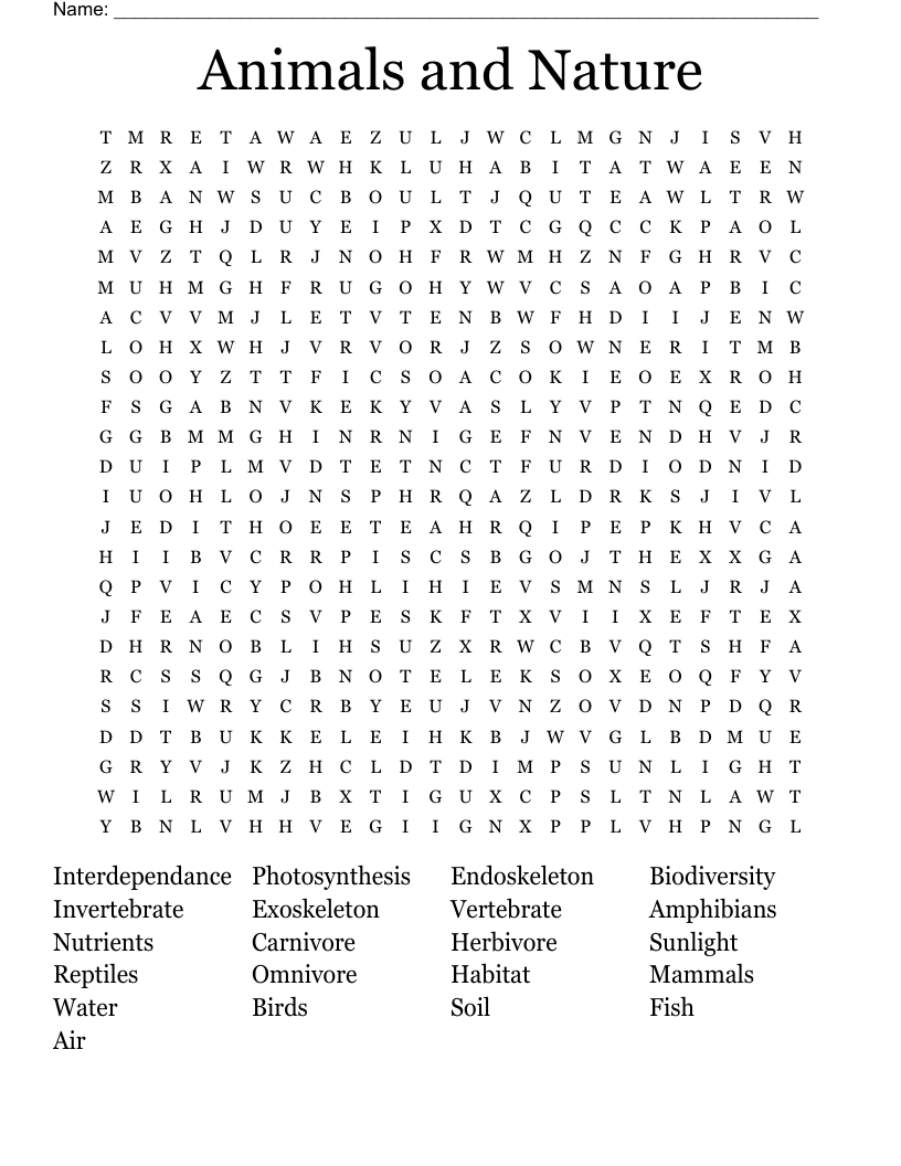 NATURAL SCIENCE Word Search WordMint