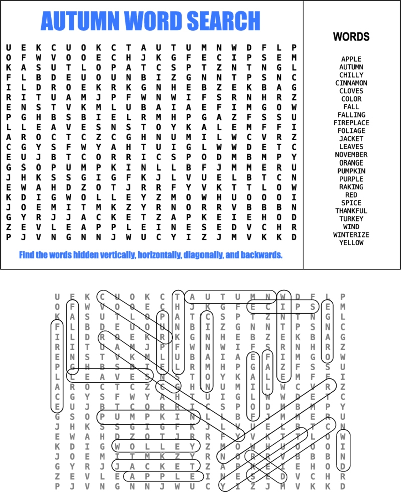 November Issue Word Search Puzzle New Town Press