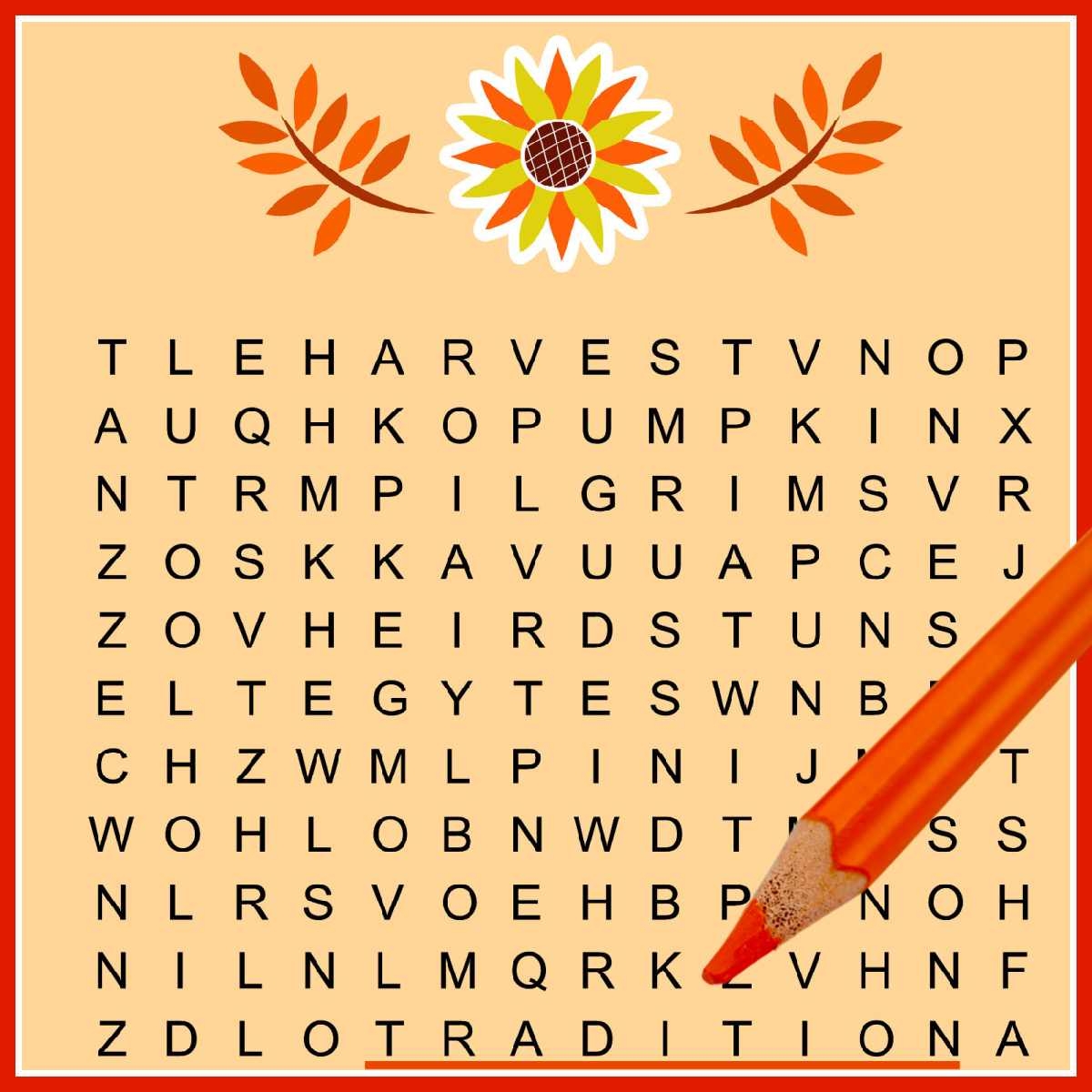 November Word Search Printable National Days Word Find Puzzle