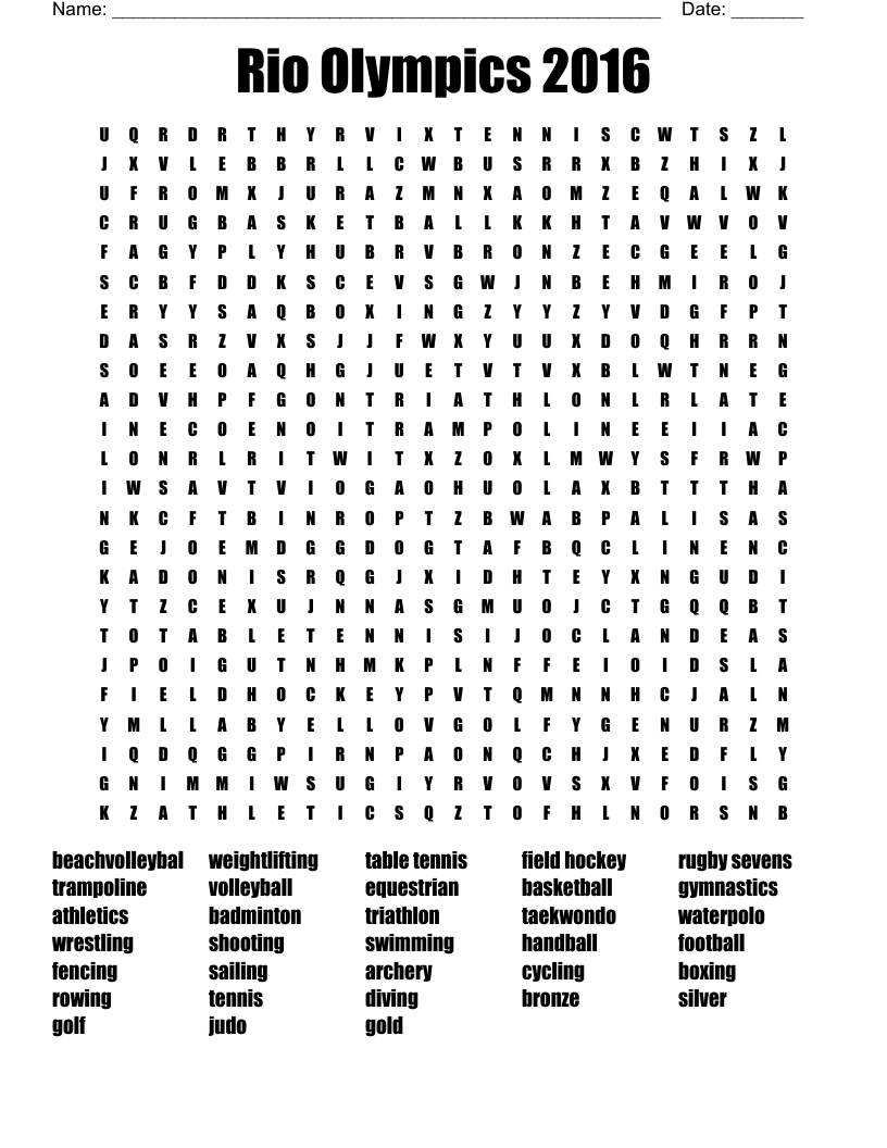 Olympic Word Search 2016 WordMint