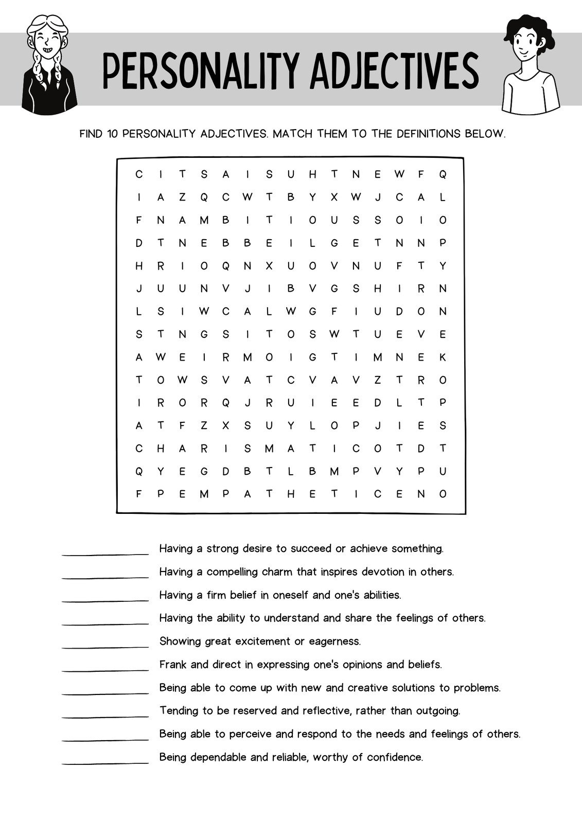 Adjectives Word Search Printable