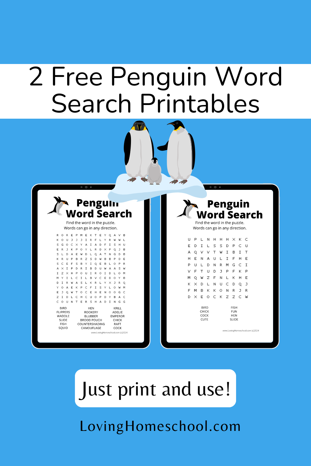 Free Printable Penguin Word Search