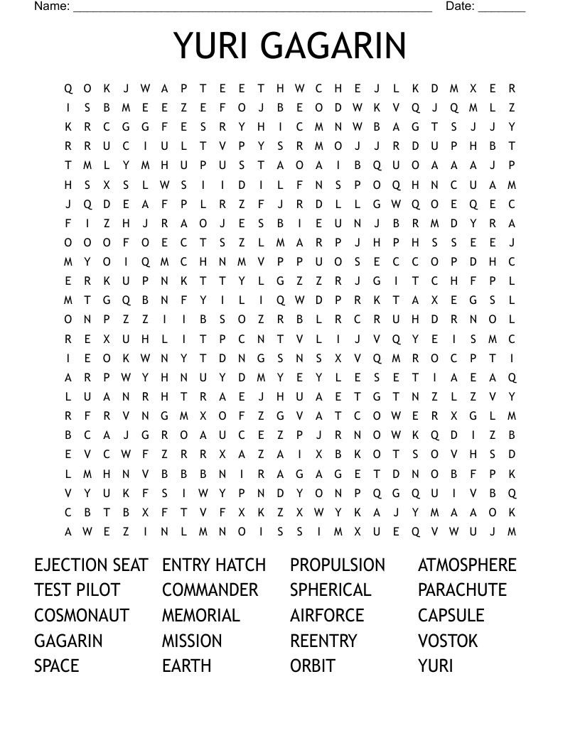 1960s Word Search Printable