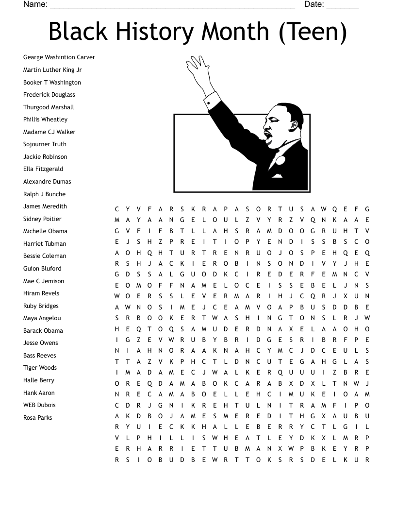 Phillis Wheatley Word Search WordMint