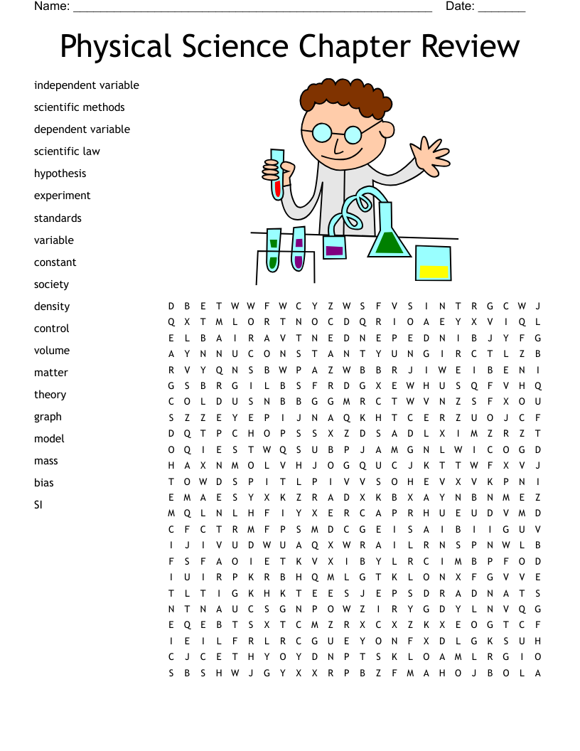 Physical Science Chapter Review Word Search WordMint