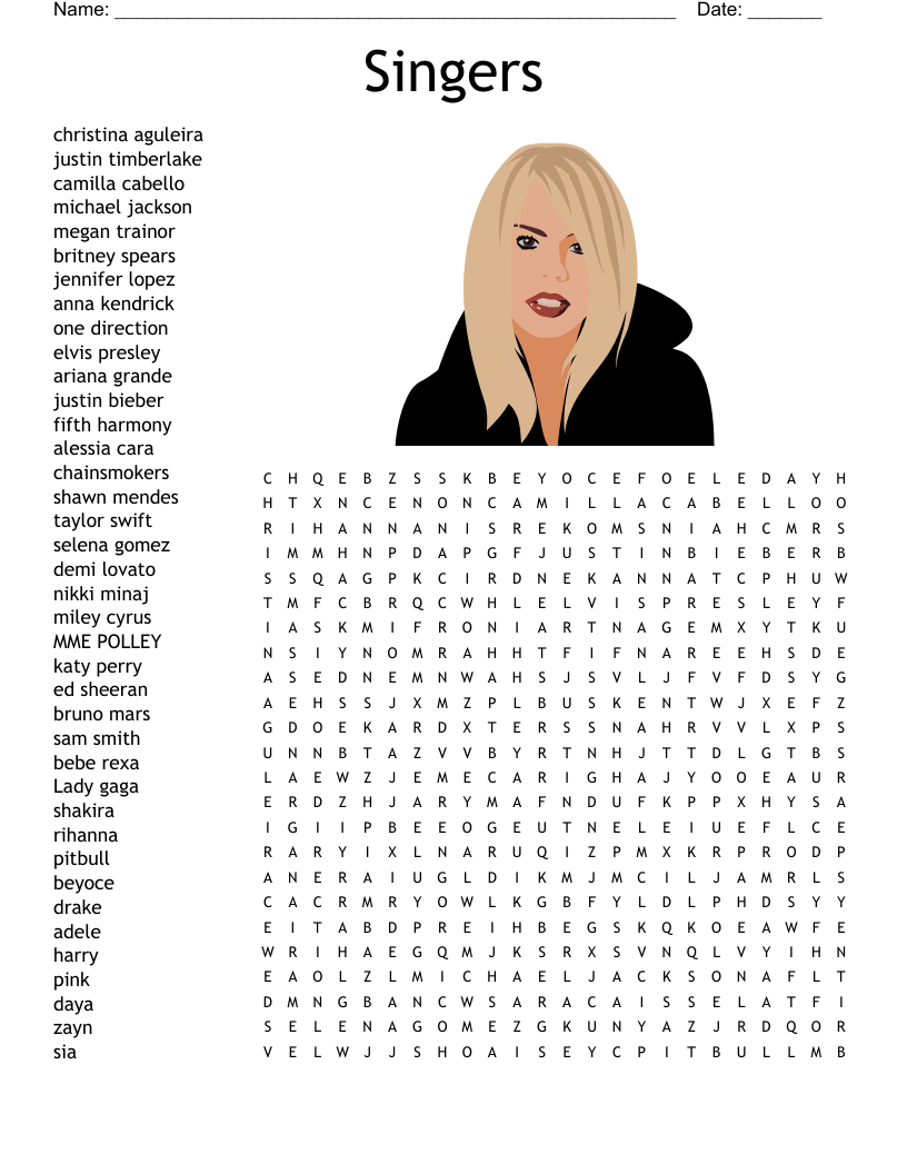 Pop Music Word Search WordMint