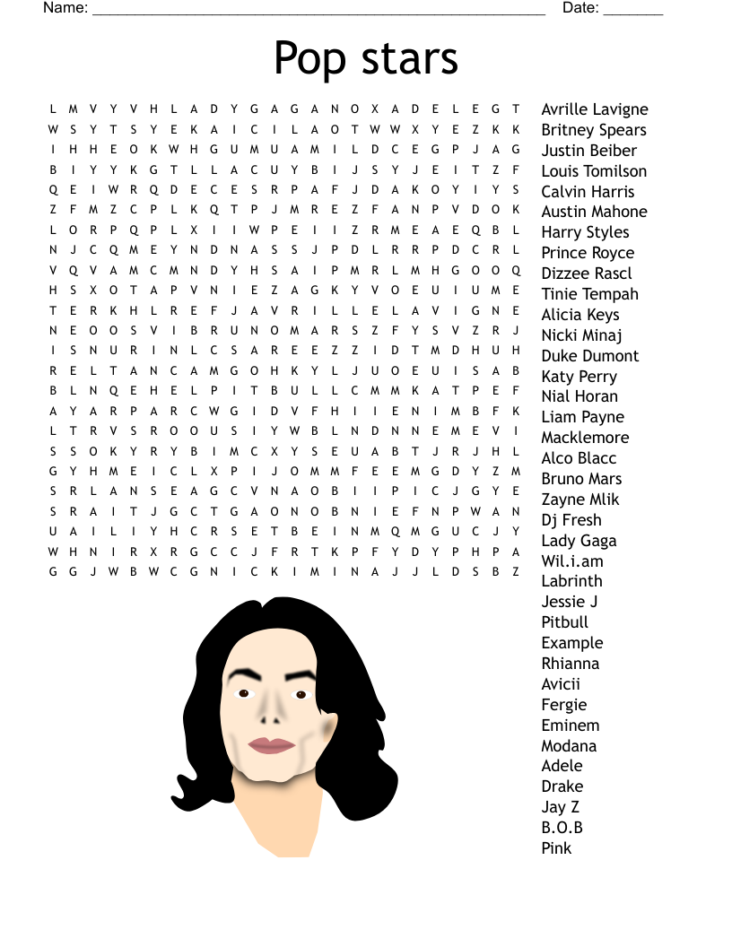 Pop Music Word Search WordMint