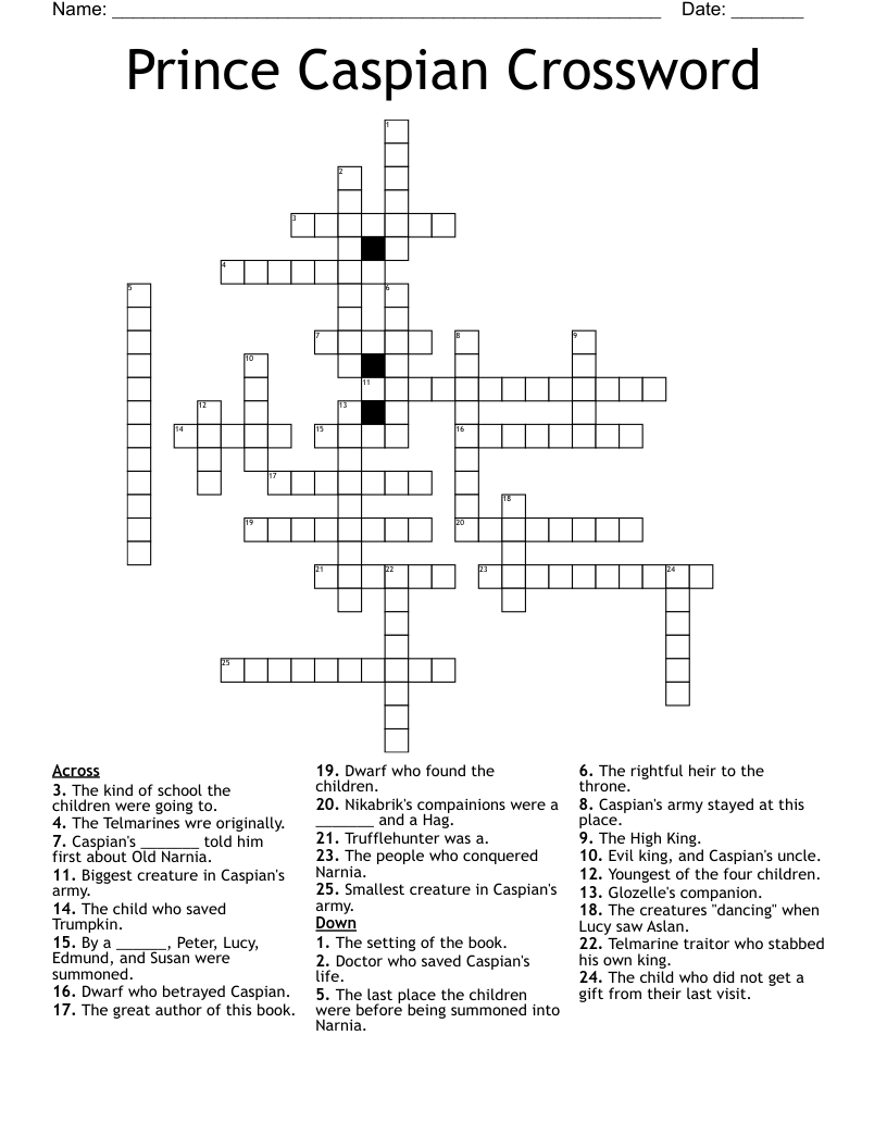 Prince Caspian Crossword WordMint