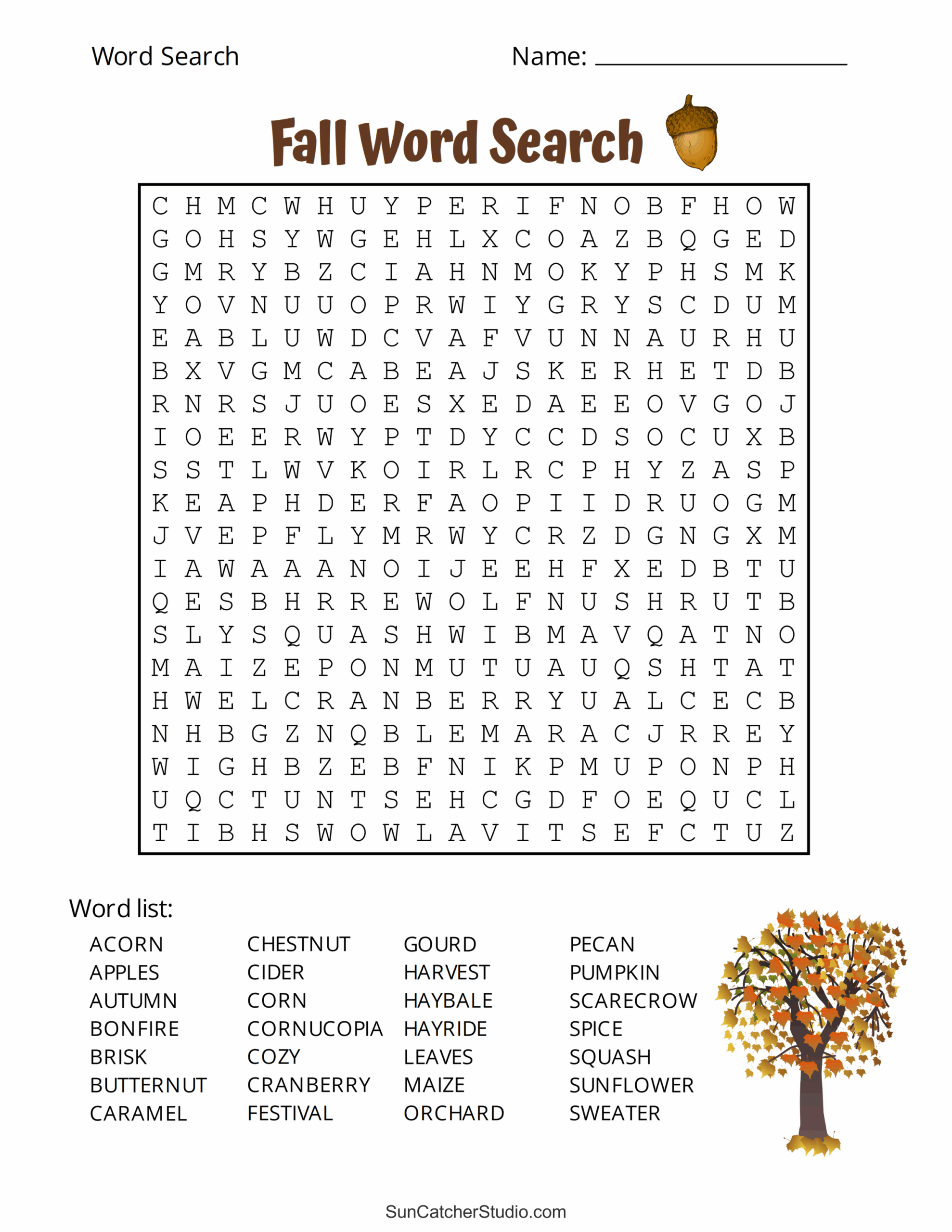 Printable Fall Word Search Puzzles Autumn Word Search Free 