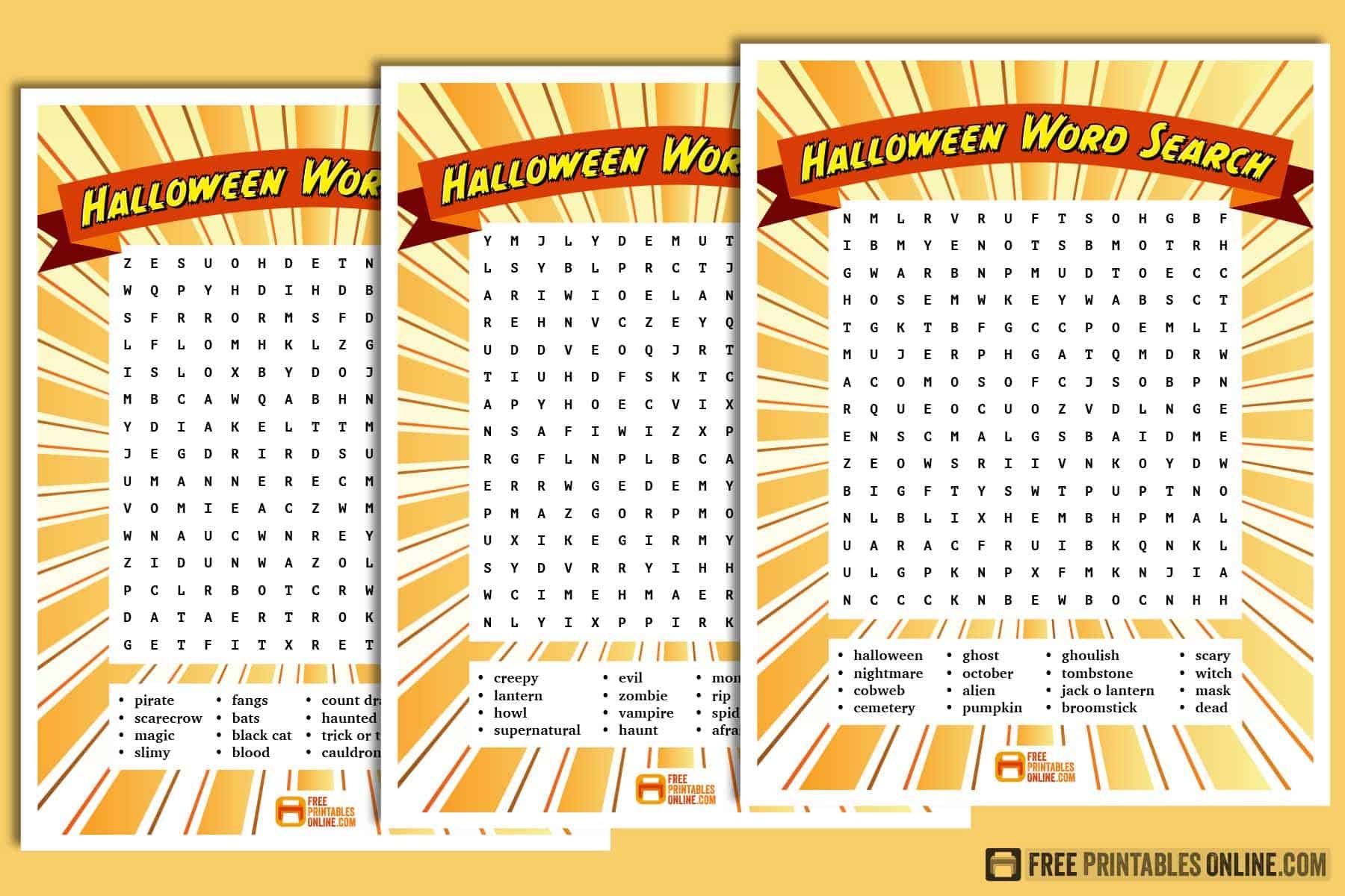 Free Printable Halloween Word Search Games