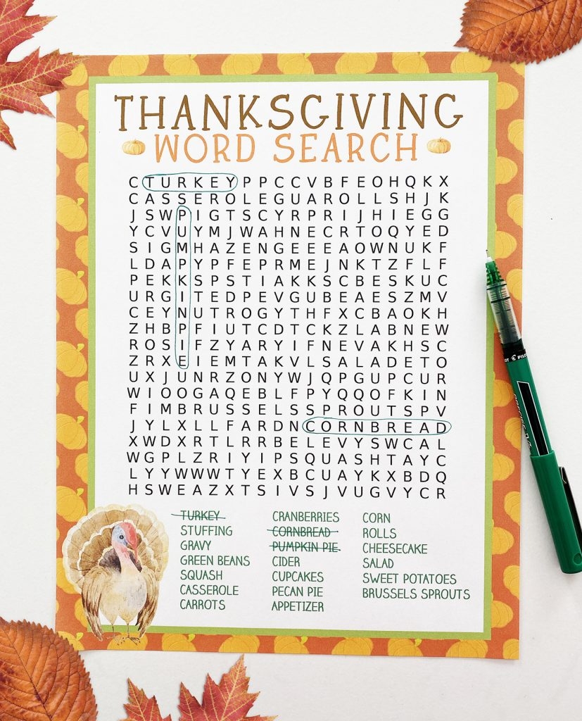 Printable Thanksgiving Word Search
