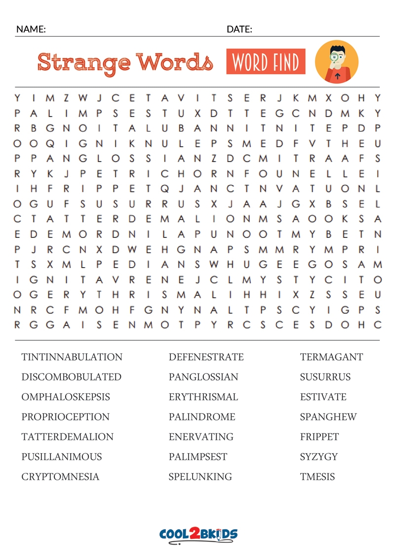 Free Cute Word Search Printable Adult