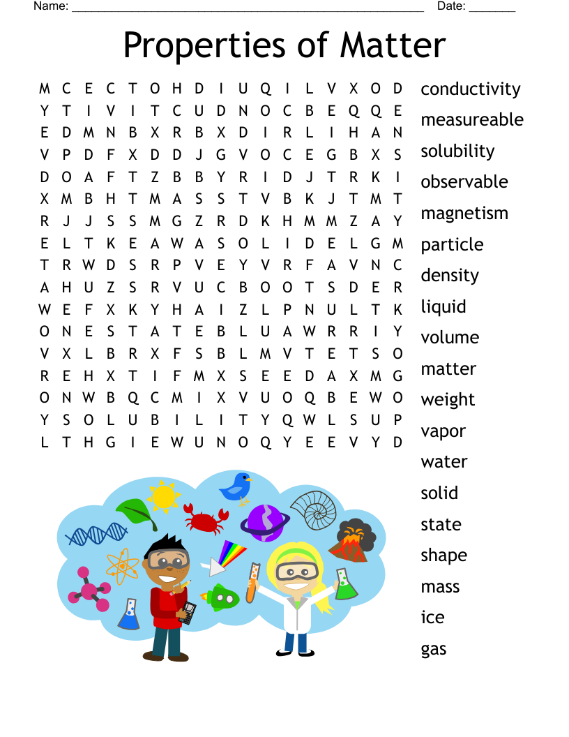 Properties Of Matter Word Search WordMint