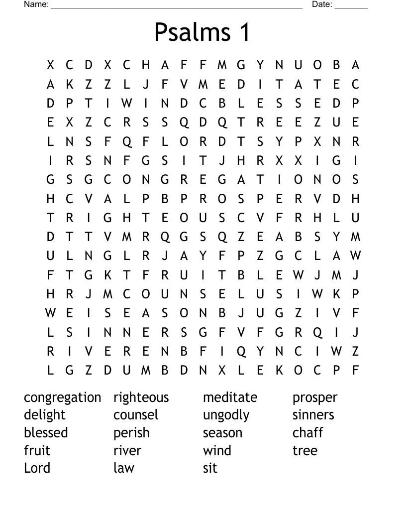 Psalms 1 Word Search WordMint