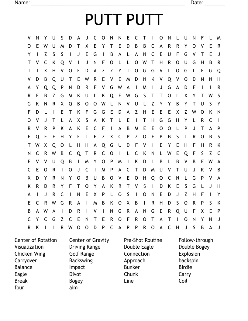 Golf Word Search Printable
