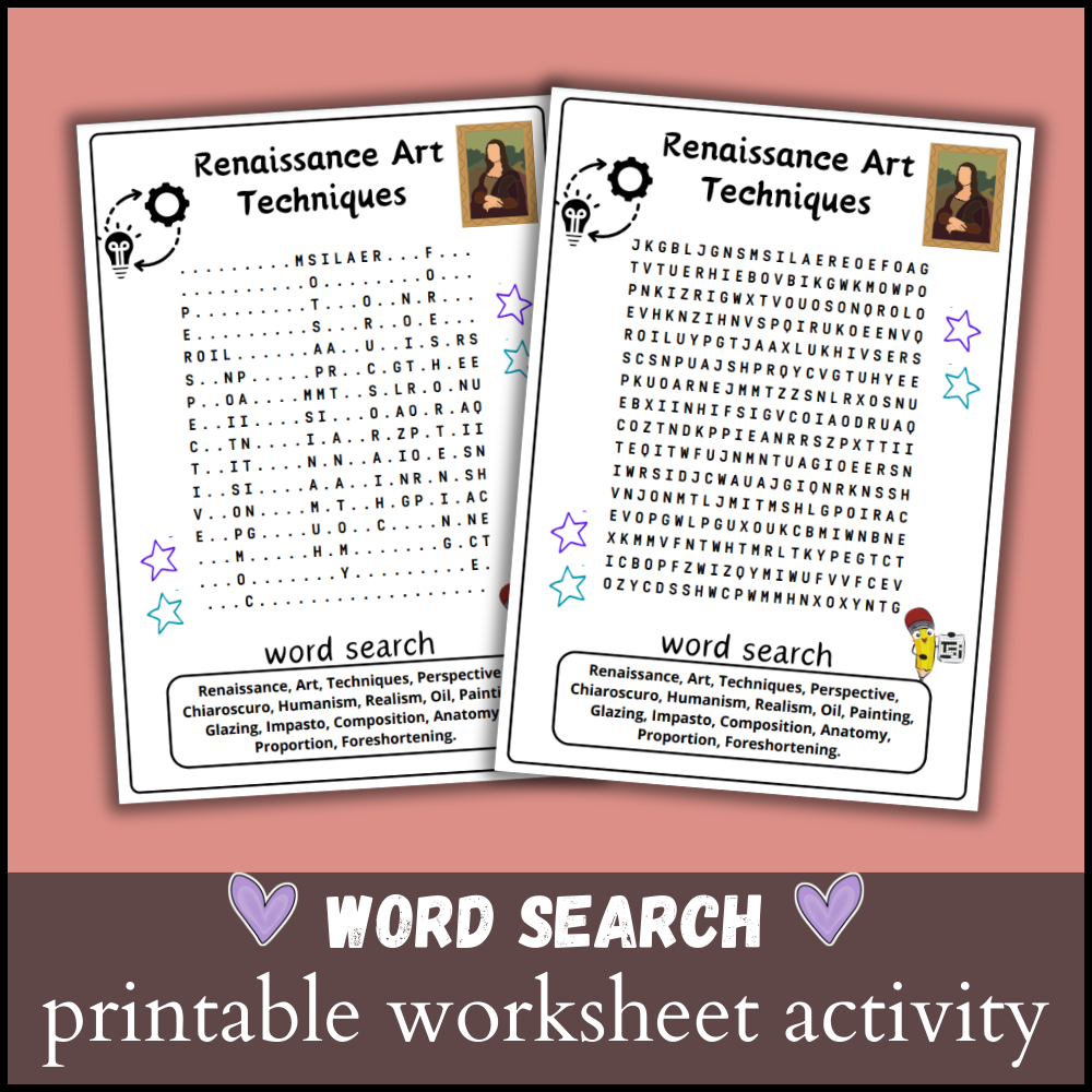 Renaissance Artists Word Search Printable