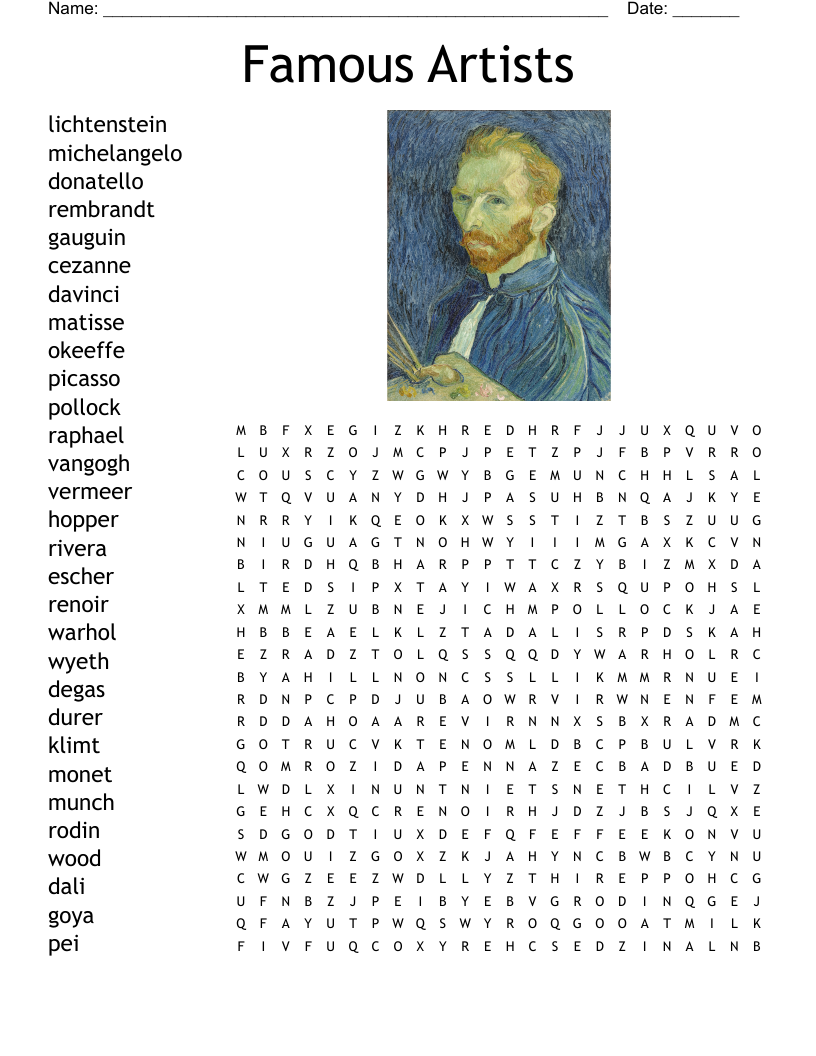 Renaissance Art Word Search WordMint